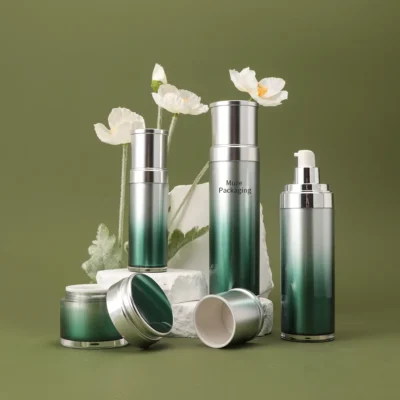 Gradient Green Luxury Acrylic Skincare Packaging Set (Bottles & Jars)